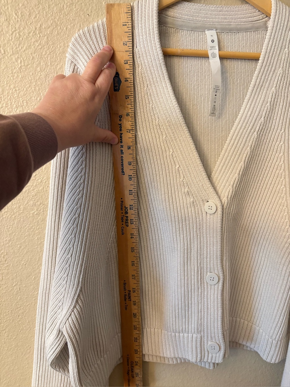 Lululemon Cream Ribbed Cardigan XL Oversized Cozy Knit Sweater - Picture 6 of 9